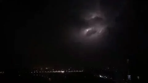 Nighttime Lightning Stock Footage 148874786