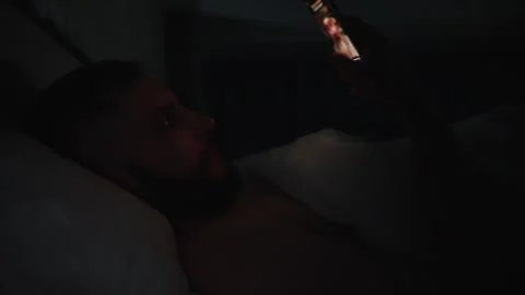 Nighttime Man Phone Scrolling Captured In Bed Modern Digital Habits Exposed Stock Footage 321380493