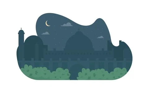 Nighttime minaret 2D vector web banner, poster Illustrazione stock