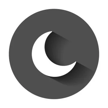 Nighttime moon vector icon in flat style. Lunar night illustration with long  Stock Illustration