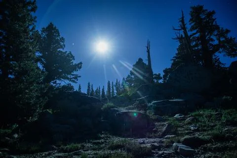 Nighttime mountain campground Stock Photos