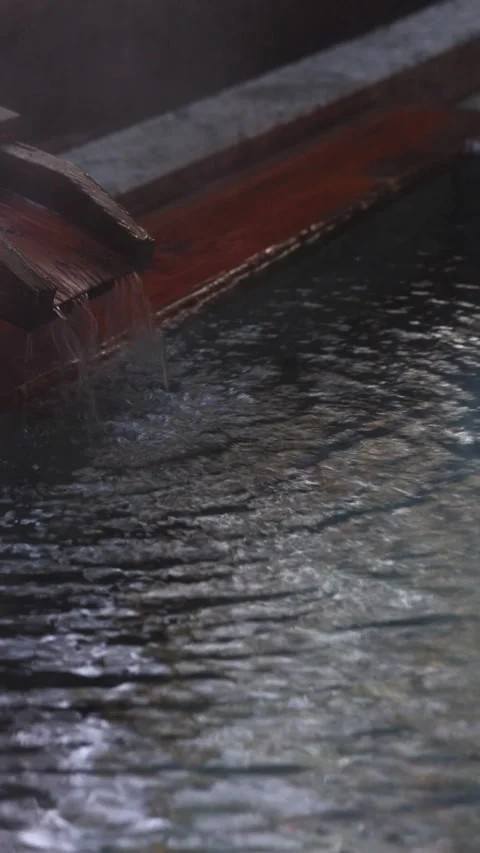 Nighttime Open-Air Hot Spring and Steaming Water Source Stock-Footage 331977145