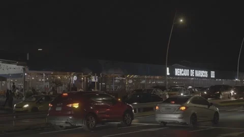Nighttime in Panama and the flow of traffic Stock Footage 343745298
