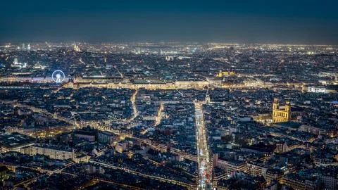Nighttime Paris seen with the Eiffel Tower Stock Photos