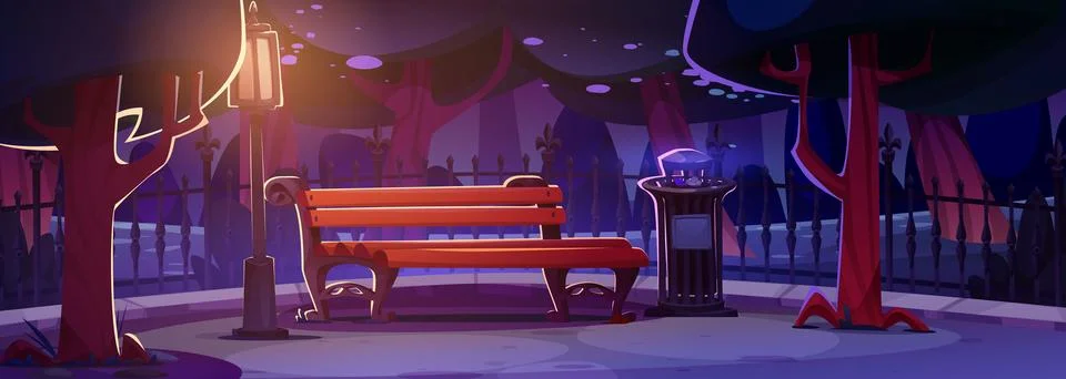 Nighttime park scene Ilustración de archivo