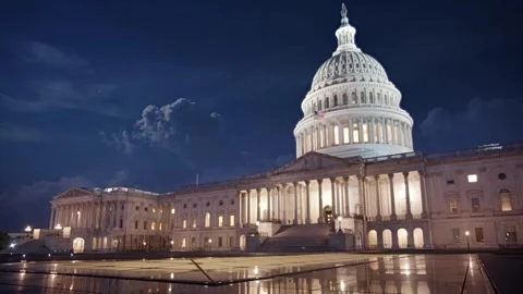 Nighttime Serenity at the US Capitol Stock Footage 276391473