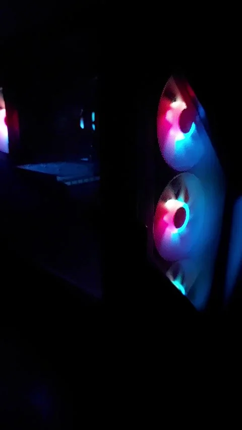 Nighttime Showcase of a High-End, LED-Lit Gaming PC Stock Footage 251473490
