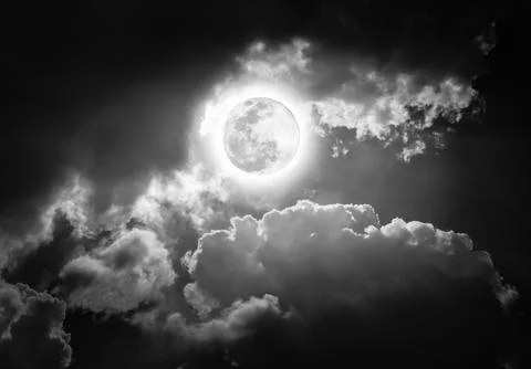 Nighttime sky with clouds, bright full moon would make a great background. Stock Photos