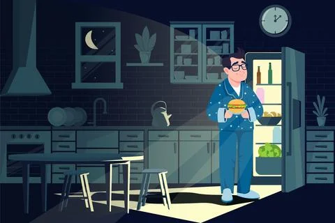 A nighttime snack in the kitchen. Background image Stock Illustration
