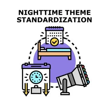 Nighttime theme standardization concept vector illustration Stock Illustration