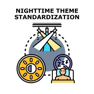 Nighttime theme standardization for eye care and sleep quality Stock Illustration