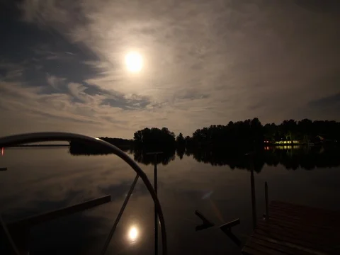 Nighttime Time-lapse of Lake Stock Footage 81753444