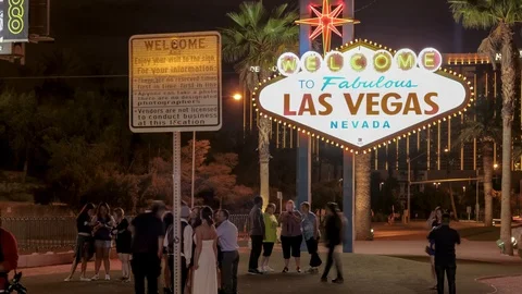 Nighttime Time Lapse of the Las Vegas Sign in 4K Stock Footage 88877993