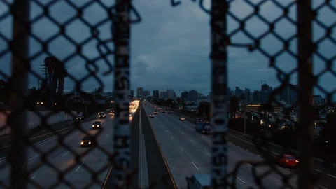 Nighttime Time-Lapse Over I-5 San Diego - Cityscape Background Stock Footage 90065554