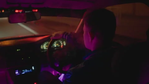 Nighttime vehicle interior scene, Interior of car during late night commute Stock Footage 324956822