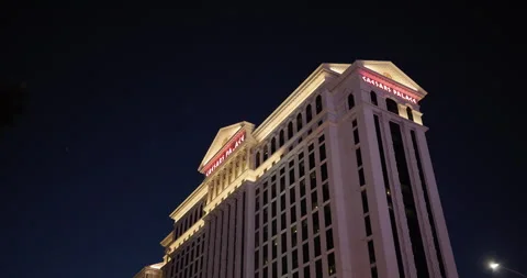 Nighttime view of Caesars Palace in Las Vegas, Nevada, U.S. Stock Footage 250794781