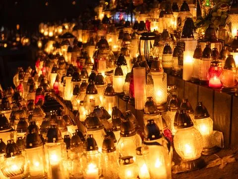 Nighttime View Of Cemetery Stock Photos