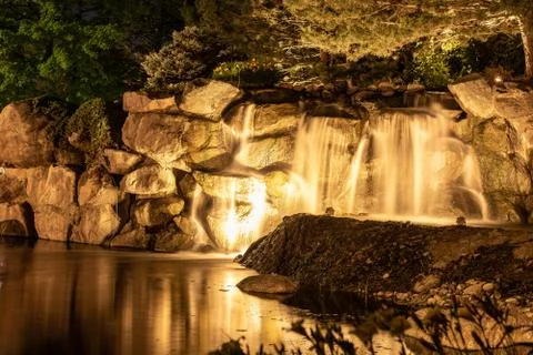 Nighttime waterfall Stock Photos