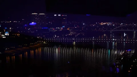 Nightview on city with river Stock Footage 120540727