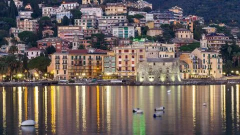 Nightview of Rapallo Stock Photos