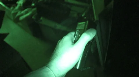 Nightvision EVP recorder ghost hunt paranormal hunting Stock Footage 27423495