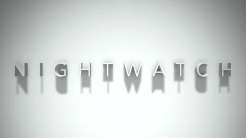 Nightwatch 3D title animation with shadows on a white background 스톡 동영상 296731322