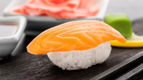 Nigiri sushi with salmon Stock Photos