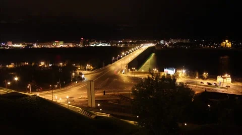 Nigt City River Timelaps Stock Footage 48534663