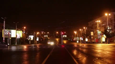 Nigth Rain Town Video stock 11018741