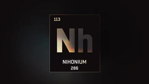 Nihonium as Element 113 of the Periodic Table 3D illustration on grey background 스톡 동영상 120415619