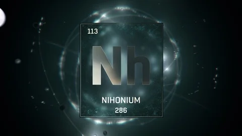 Nihonium as Element 113 of the Periodic Table 3D illustration on green 库存影片 120417206