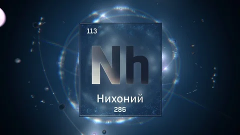 Nihonium as Element 113 of the Periodic Table 3D illustration on blue background Video stock 126439648