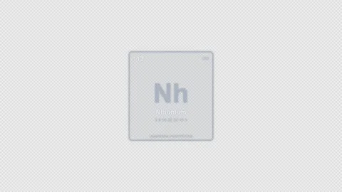 Nihonium Nh Periodic Table Element Tile Labeled Animation Video Overlay Alpha 4K Stockbeeldmateriaal 339359953