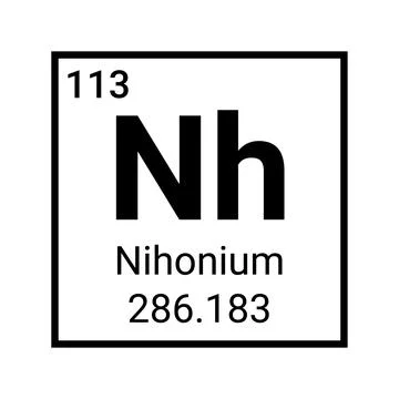 Nihonium periodic table element. Science atomic symbol icon Stock Illustration