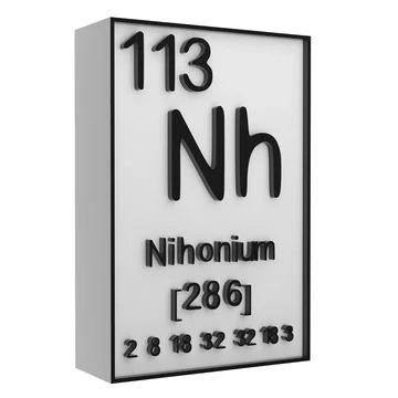 Nihonium,Phosphorus on the periodic table of the elements on white blackgro.. Stock Illustration