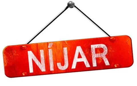 Nijar, 3D rendering, a red hanging sign Stock Illustration