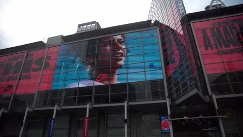 Nike advertisement displayed on a giant LED screen Stock Footage 301099309