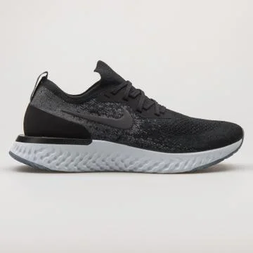 Nike Epic React Flyknit black and grey sneaker Stock Photos
