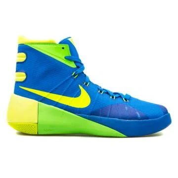 Nike Hyperdunk 2015 blue, green and yellow sneaker Stock-Fotos
