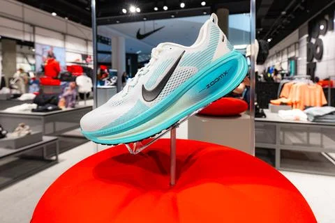Nike sneakers in store Stock Photos
