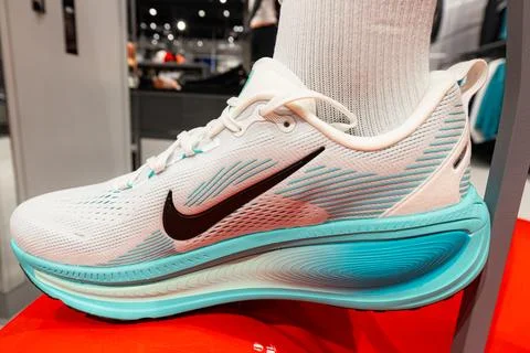 Nike sneakers in store Stock Photos