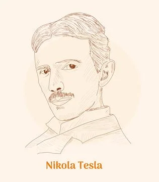 'Nikola Tesla' hand drawing vector illustration Stock Illustration