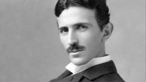 Nikola Tesla Portrait Brought To Life In 3D Motion! Stock Footage 64077458