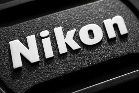 Nikon emblem in close-up Stock Photos