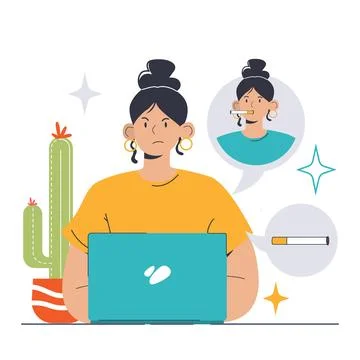 Nikotin Cravings concept. Flat vector illustration Stock Illustration