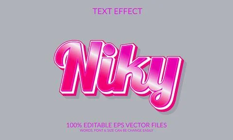 Niky pink 3d text effect illustration design. Ilustración de archivo