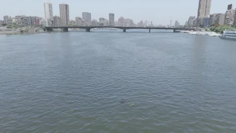 Nile in Cairo - Egypt by drone , shows bridge and island 3 Oc. 24 no. 3 Stock Footage 304526498