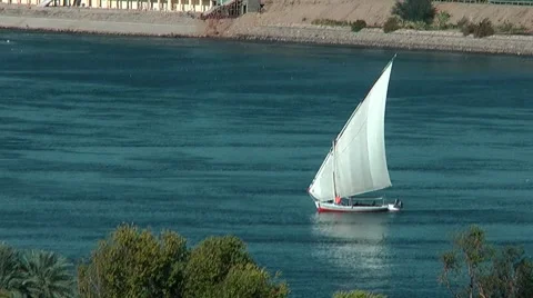 Nile felucca, Egypt Aswan Stock Footage