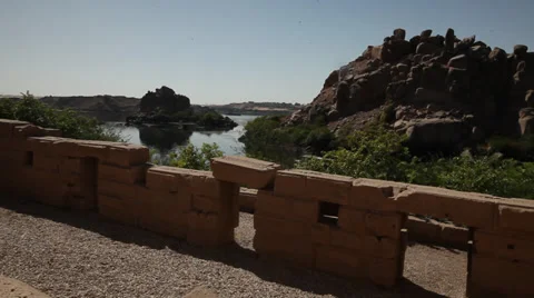 The Nile from Philae Temple, Aswan, Egypt Stock Footage 34830870