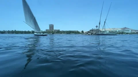 Nile River Magic: Sailing Aboard a small Ship in wind Stock Footage 248448081